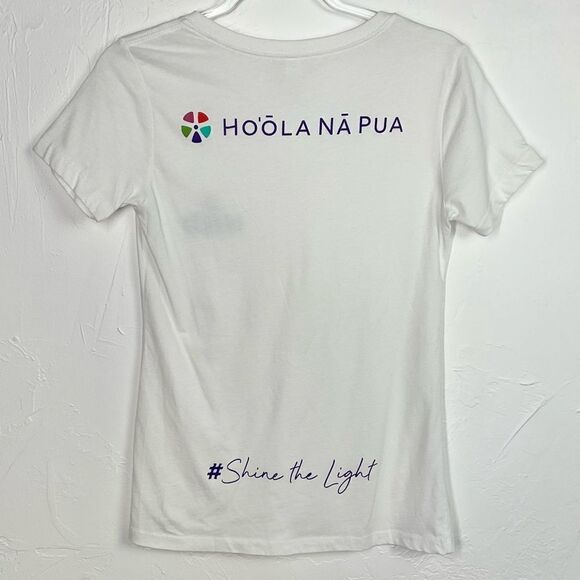 Ho’ola Na Pua White Logo Short Sleeve T-Shirt Large - Picture 3 of 5